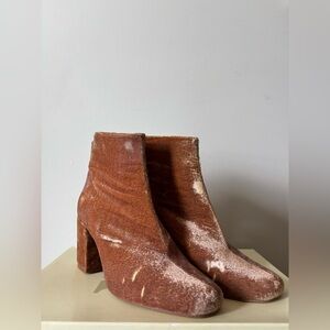 Zara Brown Velvet Heeled Boots